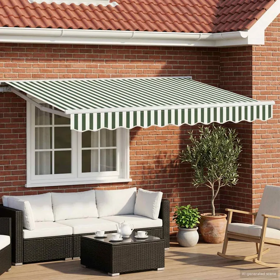 Auvent rétractable électrique Vert et blanc 3 x 2,5 m