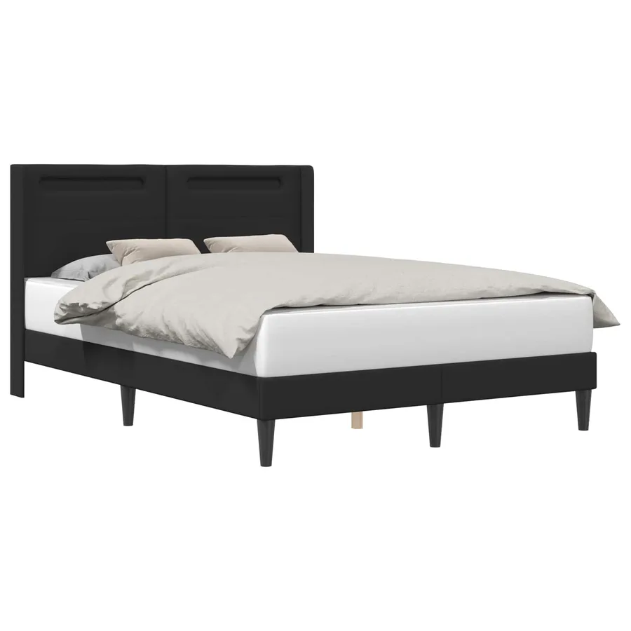 Cadre de lit avec bandes LED Noir 120 x 190 cm Simili cuir - 3