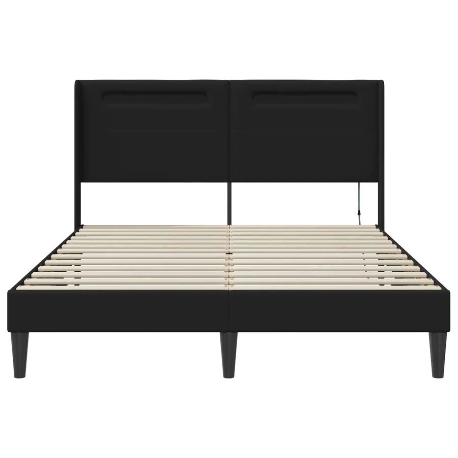 Cadre de lit avec bandes LED Noir 120 x 190 cm Simili cuir - 6