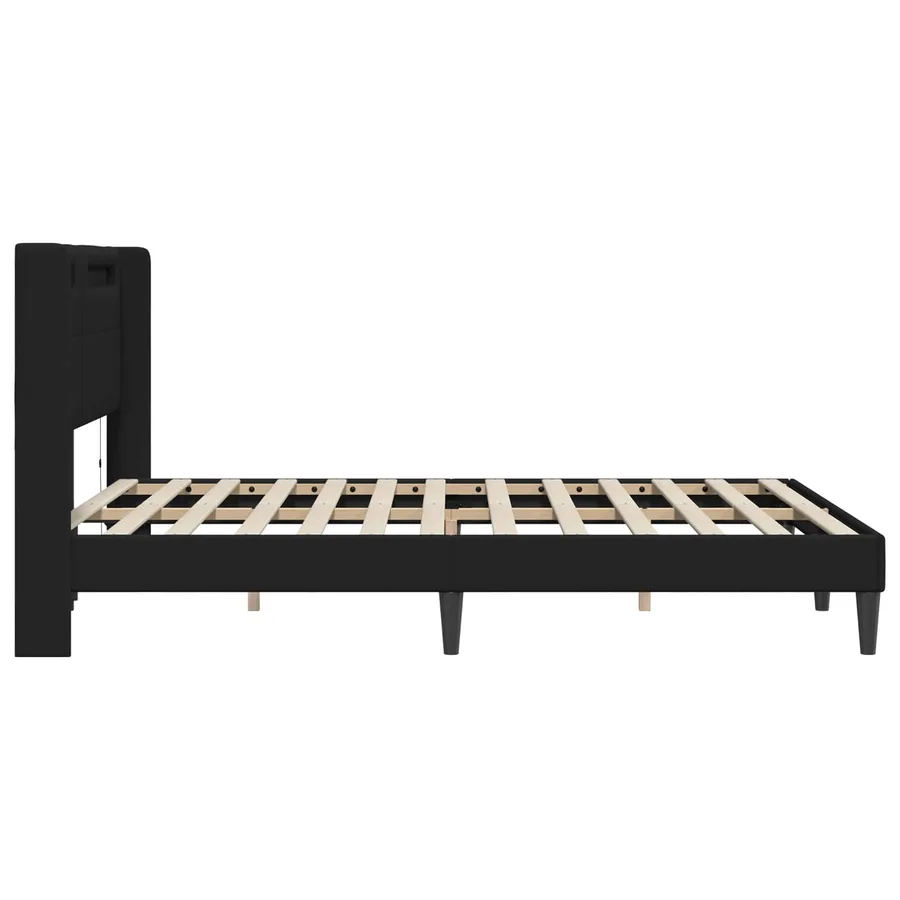 Cadre de lit avec bandes LED Noir 120 x 190 cm Simili cuir - 7