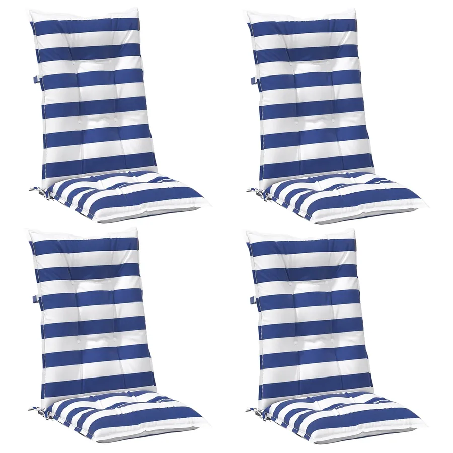 Coussin d'extérieur 4 pcs Bleu et Blanc 120 x 50 x 7 cm Tissu - 2
