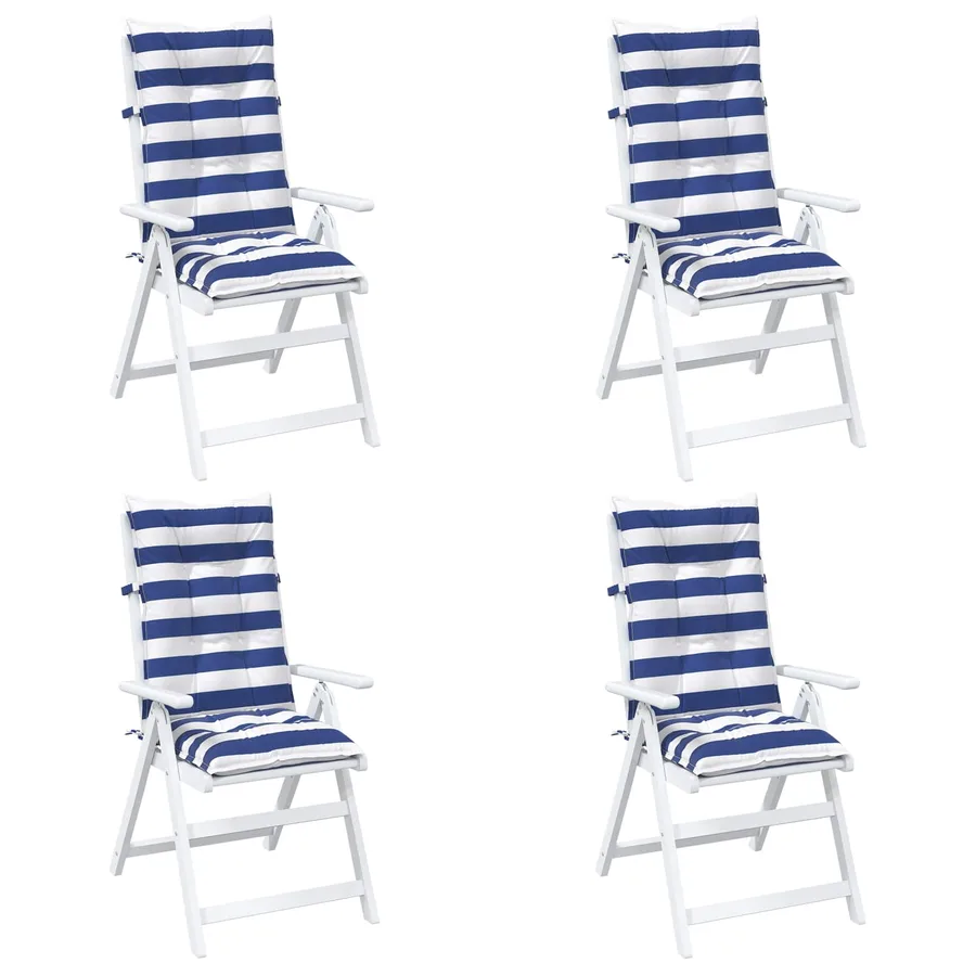 Coussin d'extérieur 4 pcs Bleu et Blanc 120 x 50 x 7 cm Tissu - 3