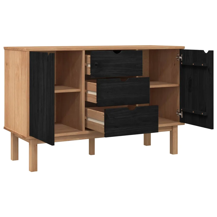 Buffet OTTA Noir 113,5 x 43 x 73 cm Bois de pin massif - 3
