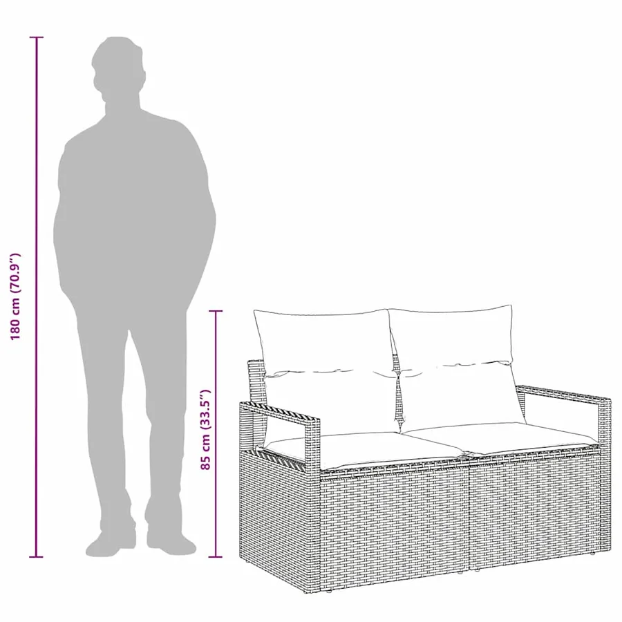 Canapé de jardin avec coussin 120 x 62 x 69 cm polyrotin - 9
