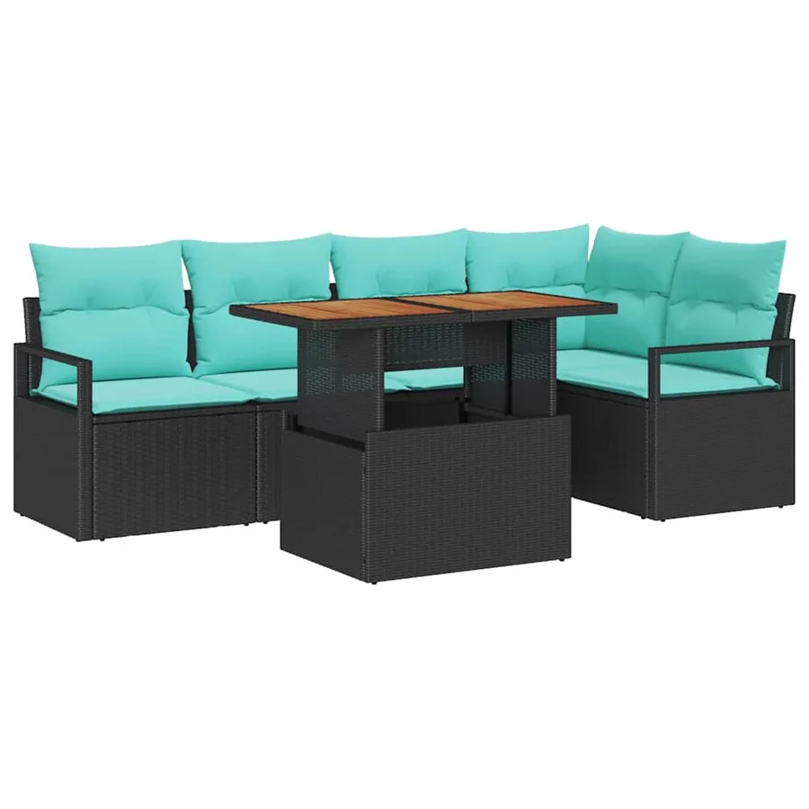Ensemble de canapé de jardin 6 pc 5-Nombre de places - 2
