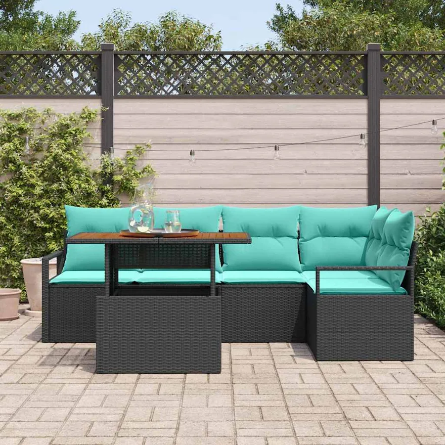 Ensemble de canapé de jardin 6 pc 5-Nombre de places - 3
