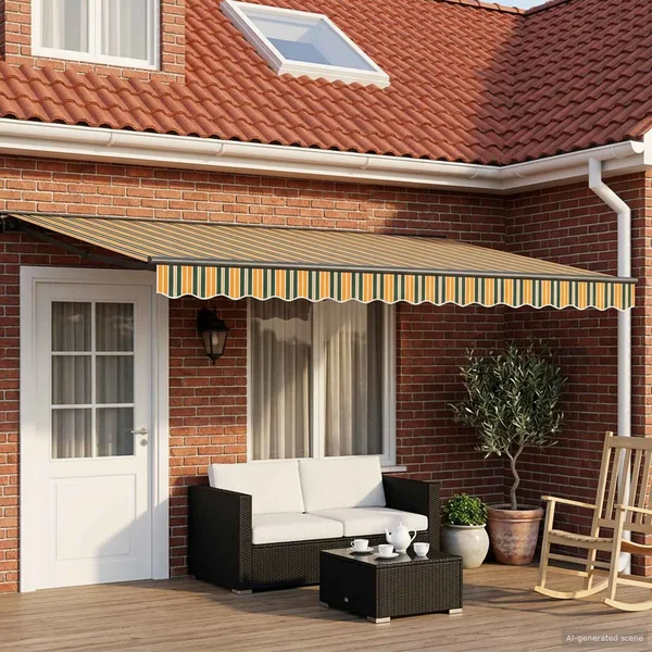 Auvent rétractable électrique Vert, Jaune, Anthracite 4 × 3,5 m