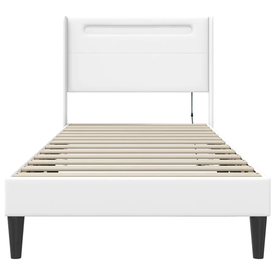Cadre de lit avec bandes LED Blanc 100 x 200 cm Simili cuir - 6
