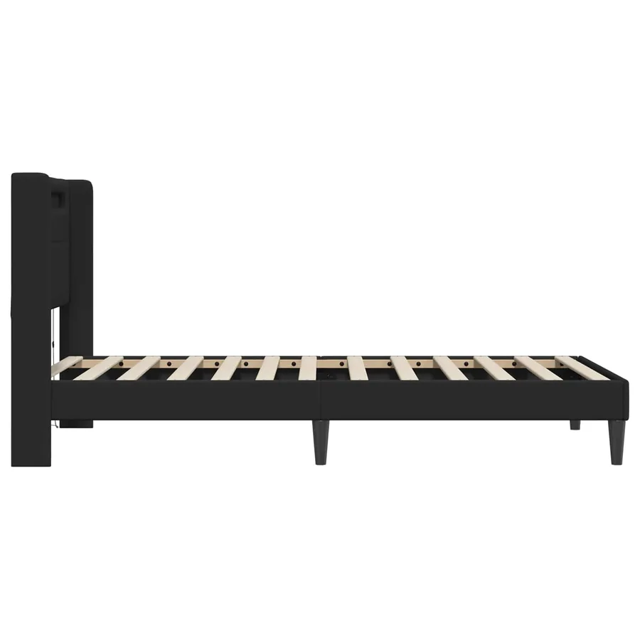 Cadre de lit avec bandes LED Noir 90 x 200 cm Simili cuir - 7
