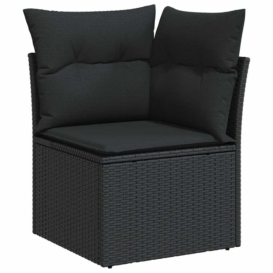 Salon de jardin 6 pcs avec coussins noir résine tressée - 4