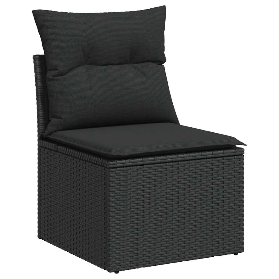 Salon de jardin 6 pcs avec coussins noir résine tressée - 5