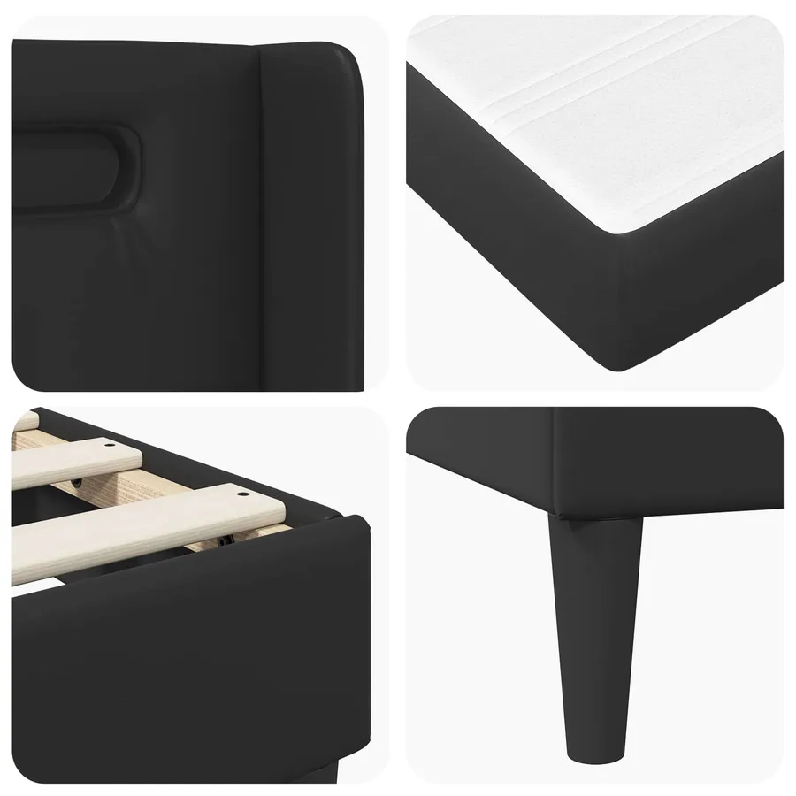 Cadre de lit avec matelas Noir 140 x 190 cm Simili cuir - 11