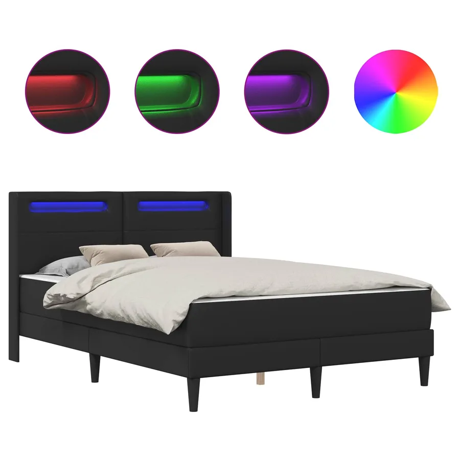 Cadre de lit avec matelas Noir 140 x 190 cm Simili cuir - 2