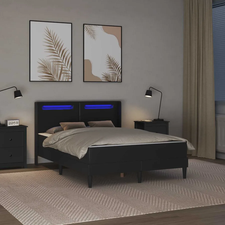 Cadre de lit avec matelas Noir 140 x 190 cm Simili cuir - 4