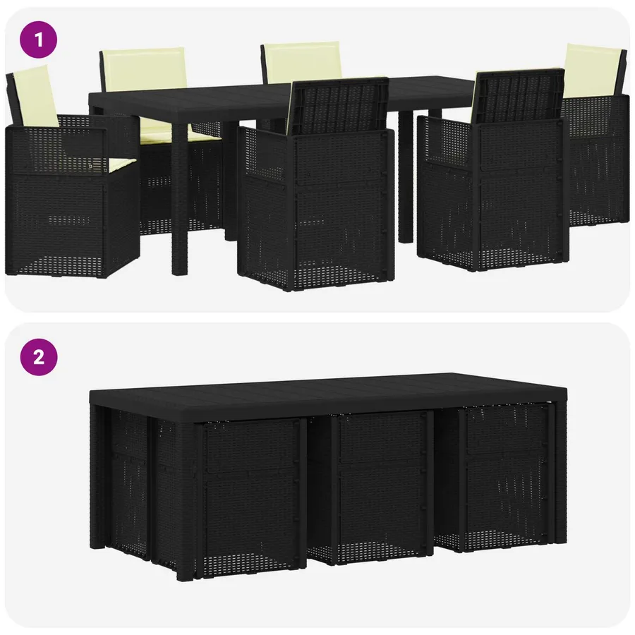 Ensemble de salle à manger pour jardin avec coussin 7 pcs PP - 8