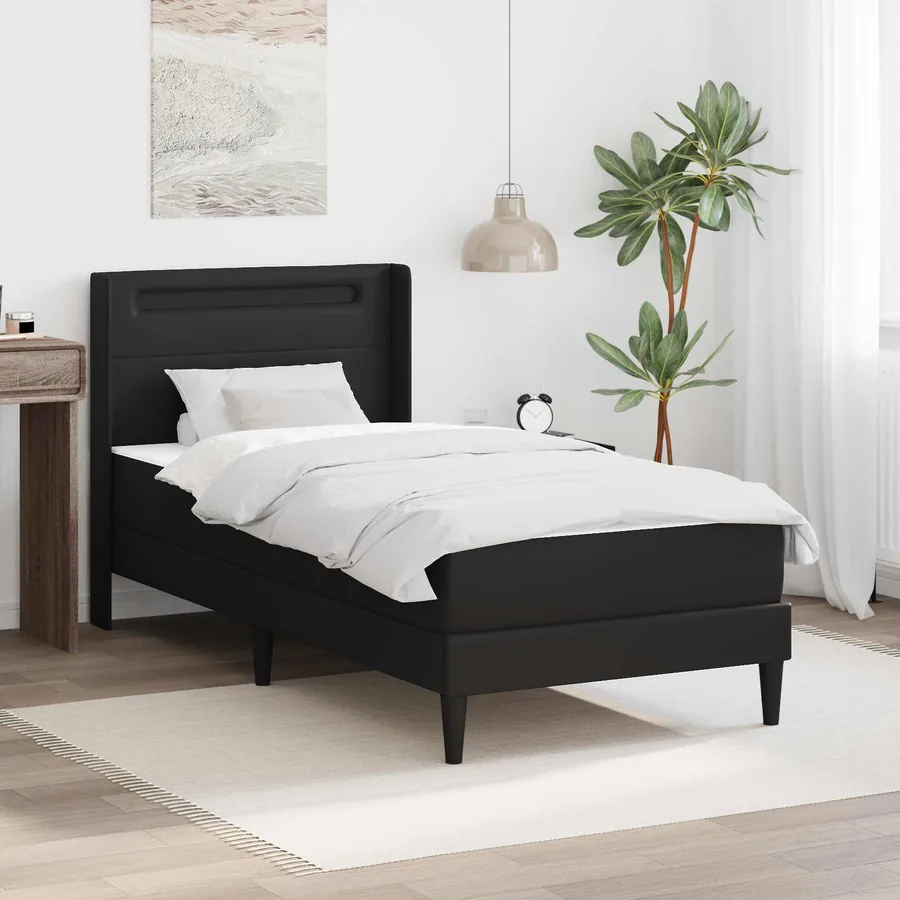 Cadre de lit avec matelas Noir 90 x 190 cm Simili cuir
