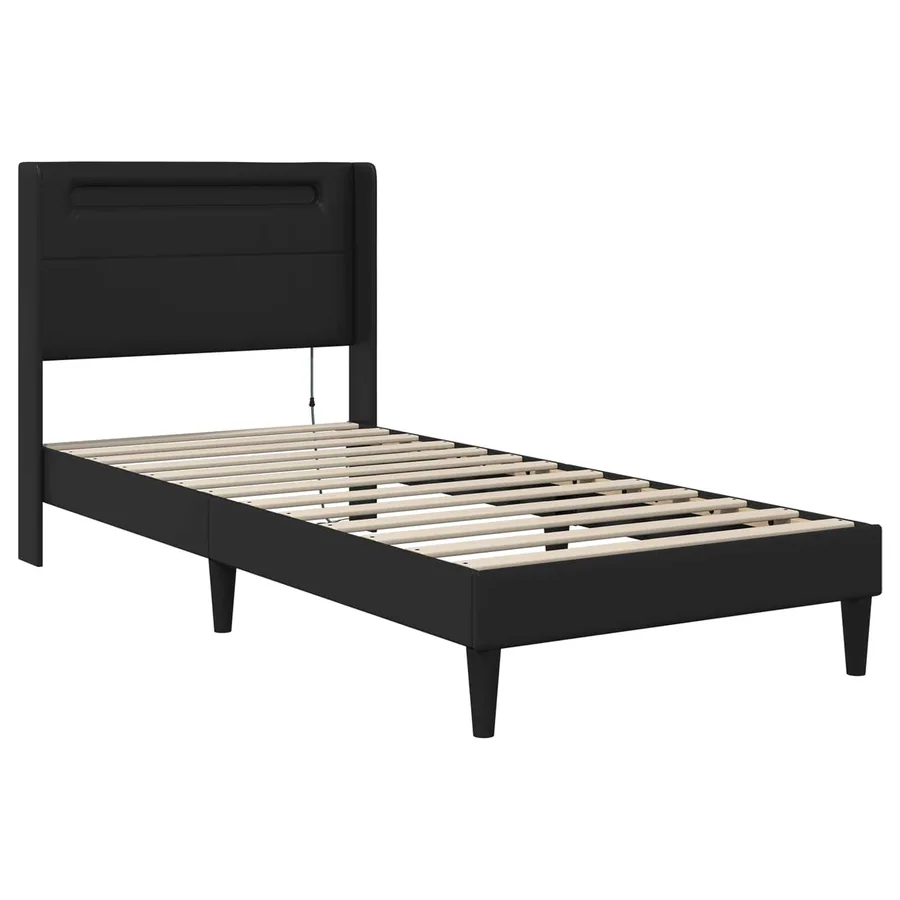Cadre de lit avec matelas Noir 90 x 190 cm Simili cuir - 7