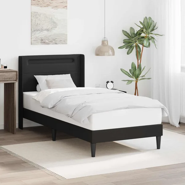 Cadre de lit avec bandes LED Noir 90 x 190 cm Simili cuir
