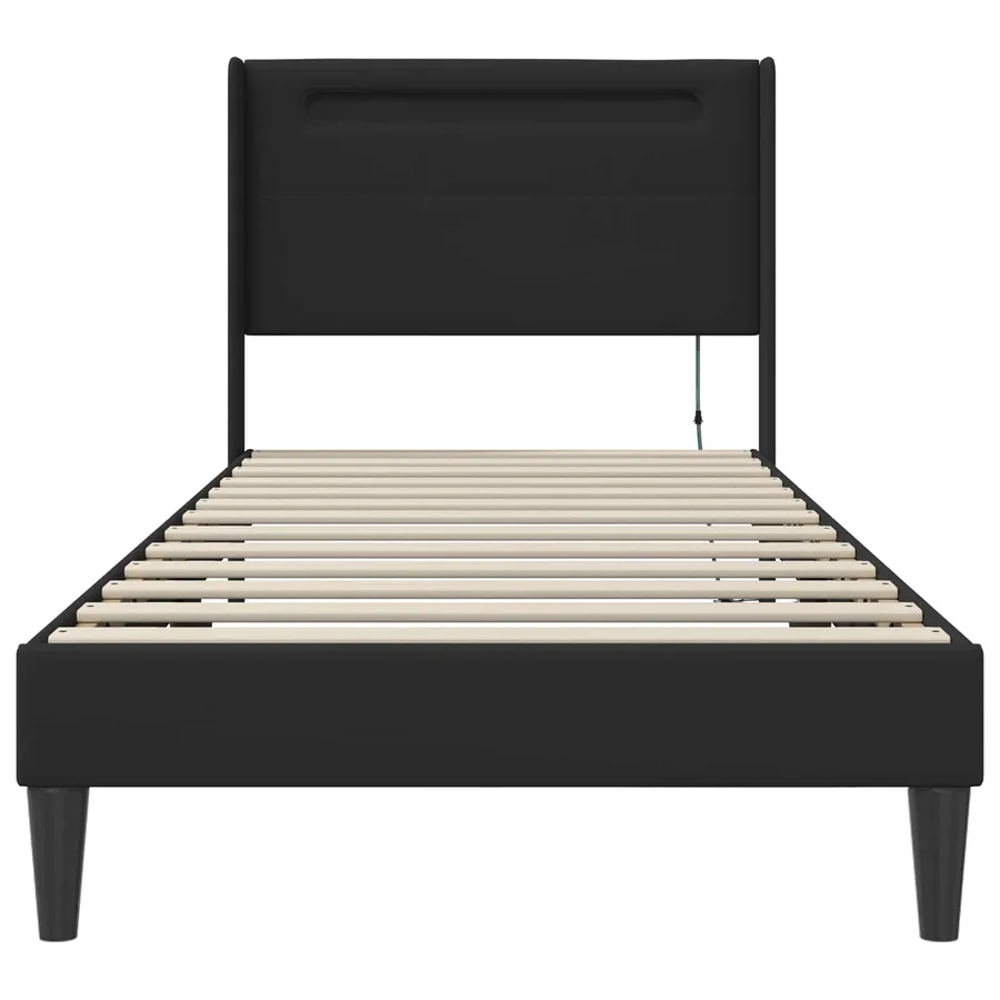 Cadre de lit avec bandes LED Noir 90 x 190 cm Simili cuir - 6