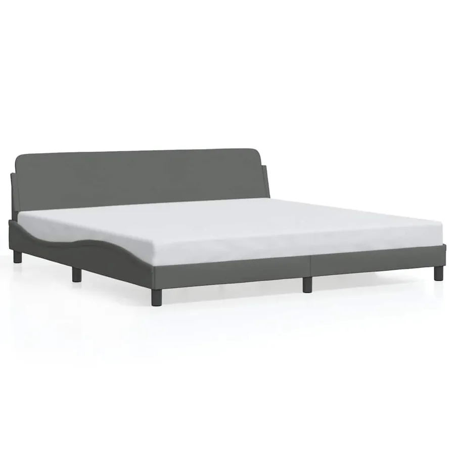 Cadre de lit Dover gris foncé 193x203 cm tissu - 2