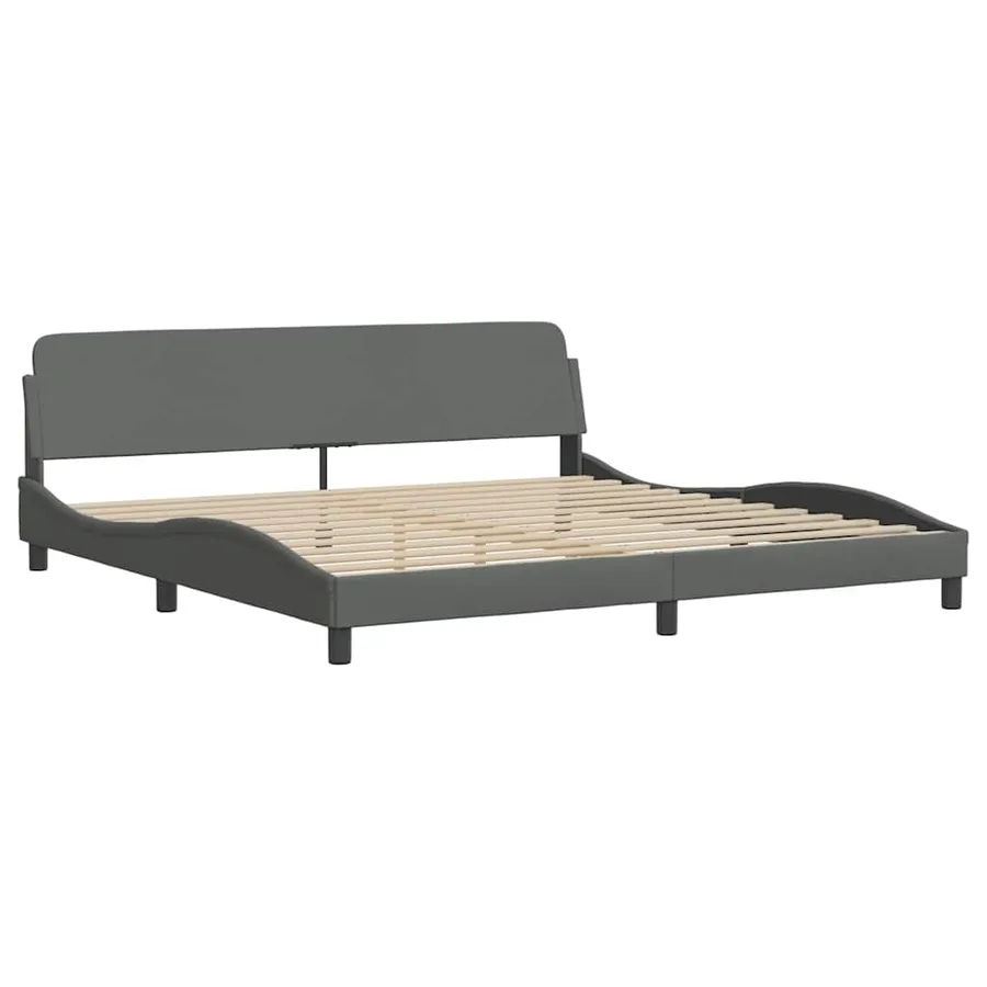 Cadre de lit Dover gris foncé 193x203 cm tissu - 3
