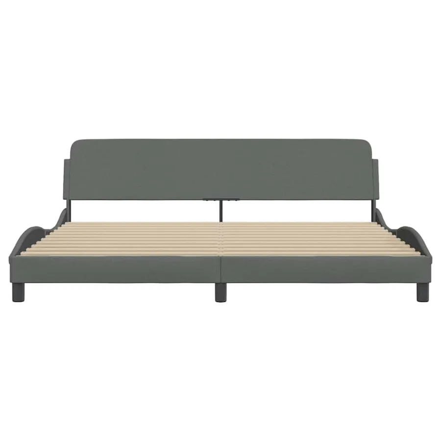Cadre de lit Dover gris foncé 193x203 cm tissu - 4