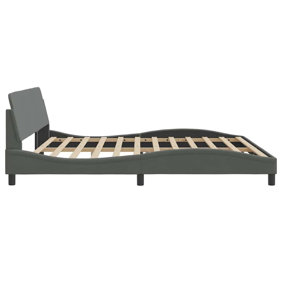 Cadre de lit Dover gris foncé 193x203 cm tissu - 5