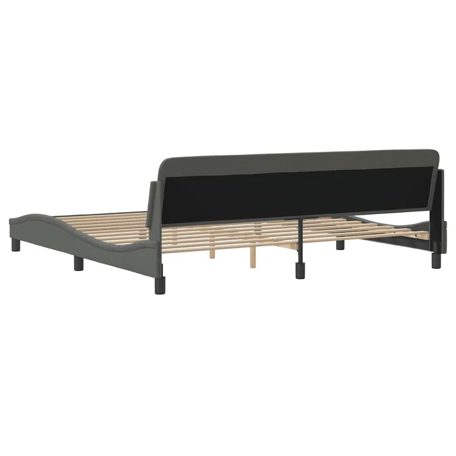Cadre de lit Dover gris foncé 193x203 cm tissu - 6