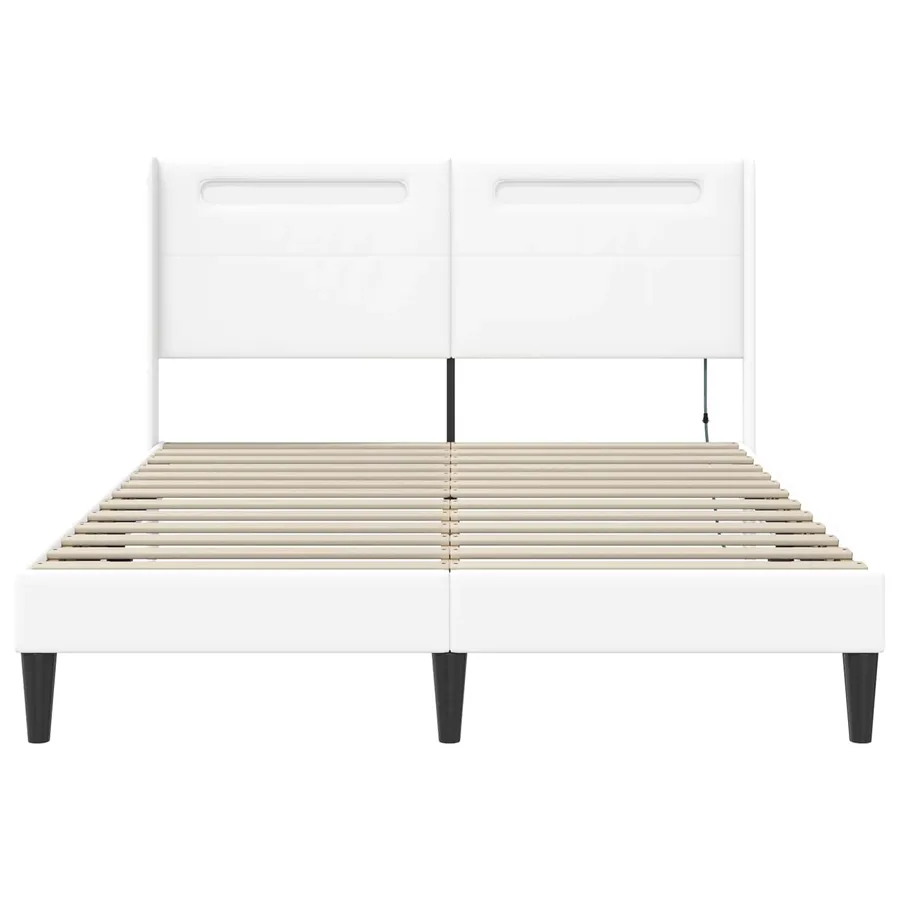 Cadre de lit avec bandes LED Blanc 160 x 200 cm Simili cuir - 6