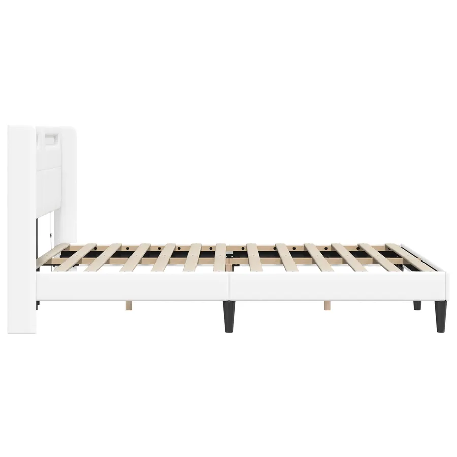 Cadre de lit avec bandes LED Blanc 160 x 200 cm Simili cuir - 7