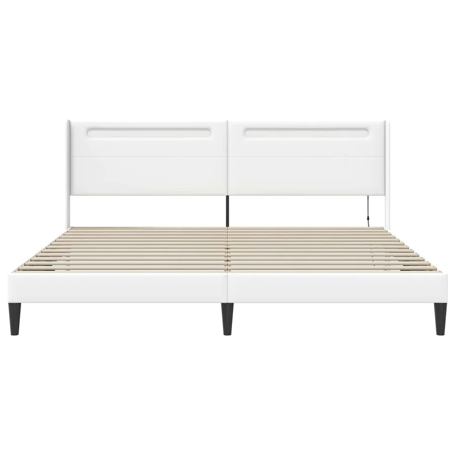 Cadre de lit avec bandes LED Blanc 200 x200 cm Simili cuir - 6