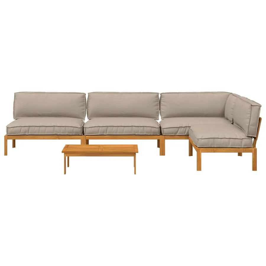Ensemble de Canapés Uni 5 pcs Taupe Bois d'Acacia Massif - 10