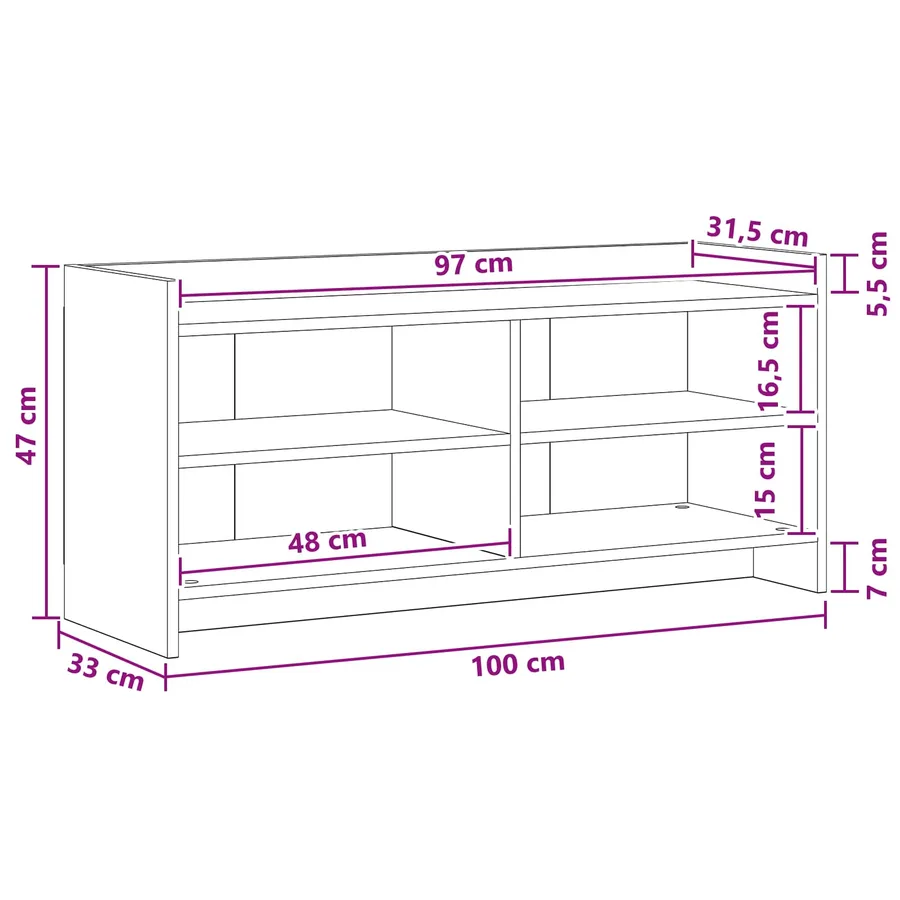Meuble TV 100 x 33 x 47 cm Chêne noir Bois d'ingénierie - 7