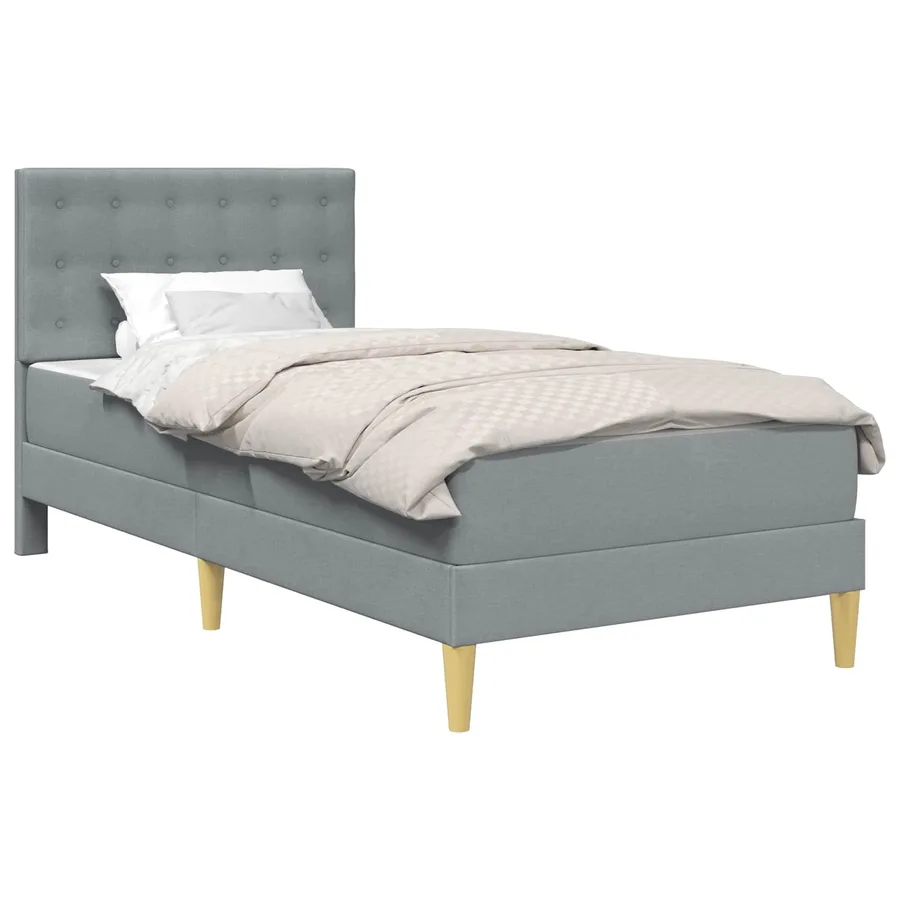 Cadre de lit avec matelas Gris clair 100 x 200 cm Tissu - 2