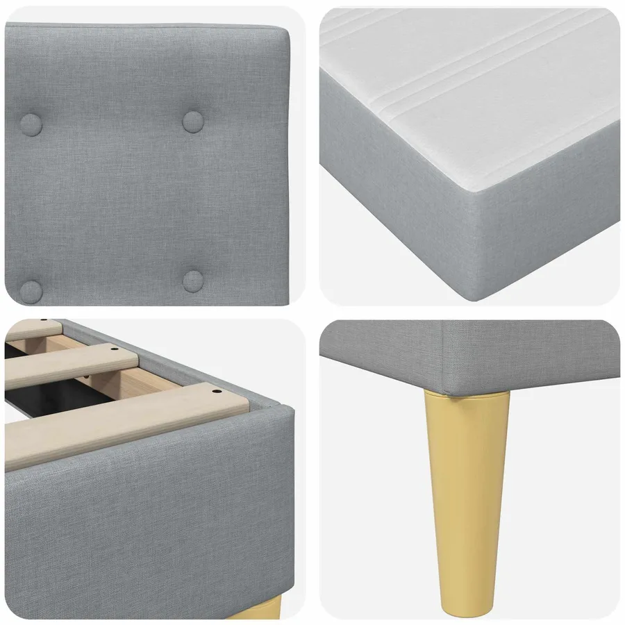 Cadre de lit avec matelas Gris clair 100 x 200 cm Tissu - 9