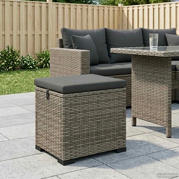 Pouf de jardin avec coussin 40 x 30 x 40 cm