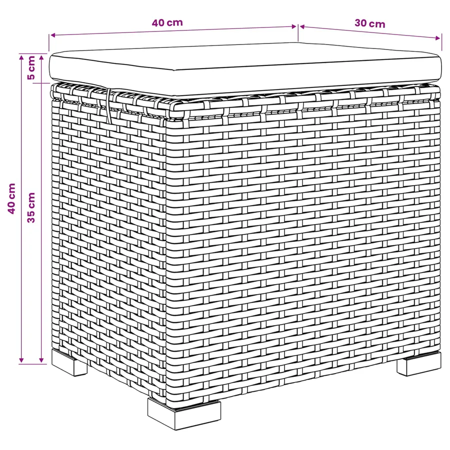 Pouf de jardin avec coussin 40 x 30 x 40 cm - 9