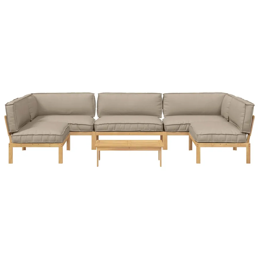 Ensemble de Canapés Uni 6 pcs Taupe Bois d'Acacia Massif - 8