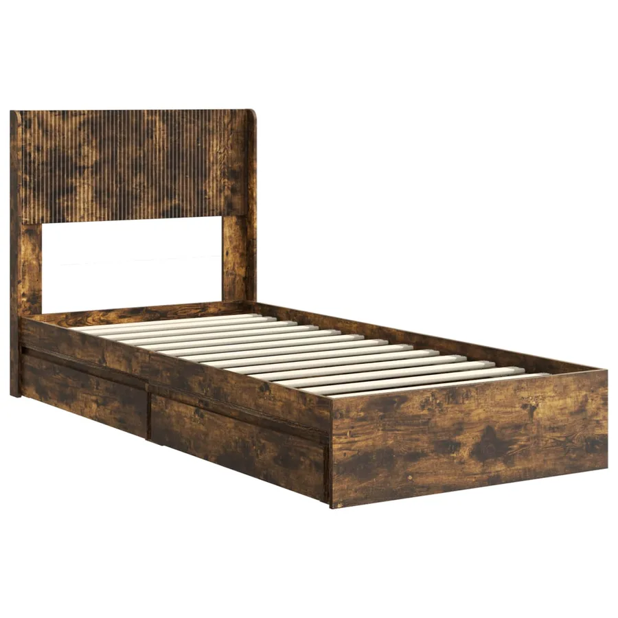 Cadre de lit avec rangement et tête de lit 2 pc - 4