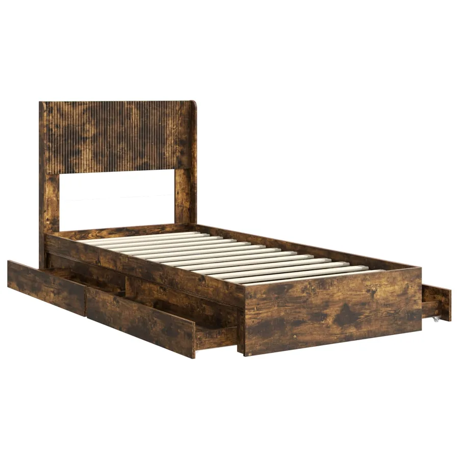 Cadre de lit avec rangement et tête de lit 2 pc - 5