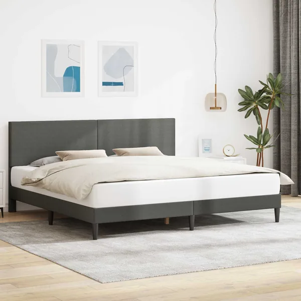 Cadre de lit Gris foncé 200 x 200 cm Tissu en velours côtelé