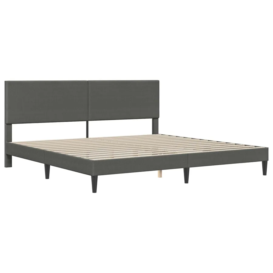 Cadre de lit Gris foncé 200 x 200 cm Tissu en velours côtelé - 4