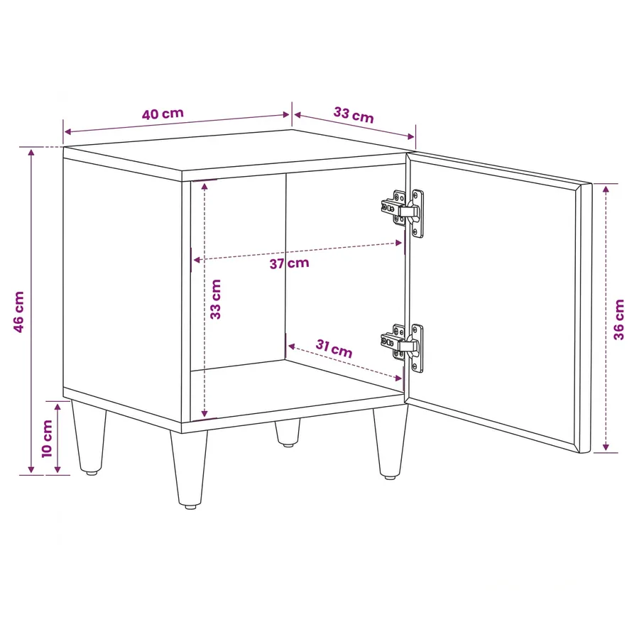 Table de chevet Marron 40 x 33,5 x 46 cm Bois de mangue massif - 12
