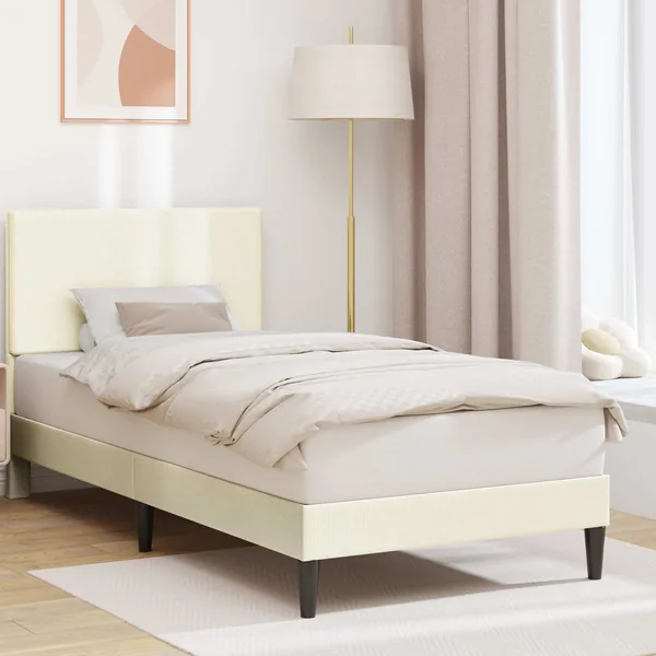 Cadre de lit Crème 100 x 200 cm Tissu en velours côtelé