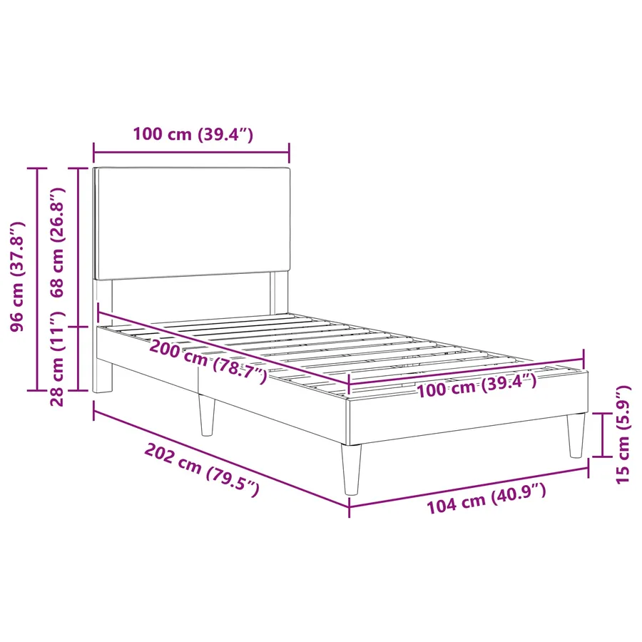 Cadre de lit Crème 100 x 200 cm Tissu en velours côtelé - 8