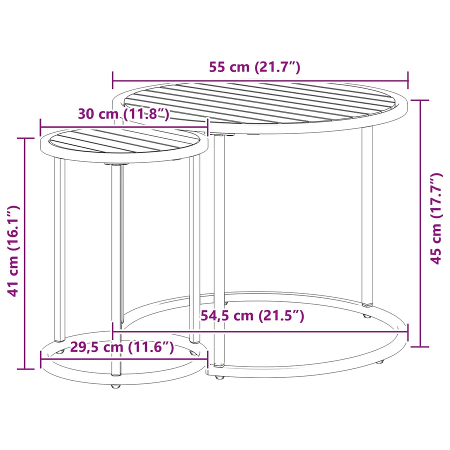 Ensemble de tables basses 2 pcs Naturel et noir 55 x 55 x 45 cm - 12