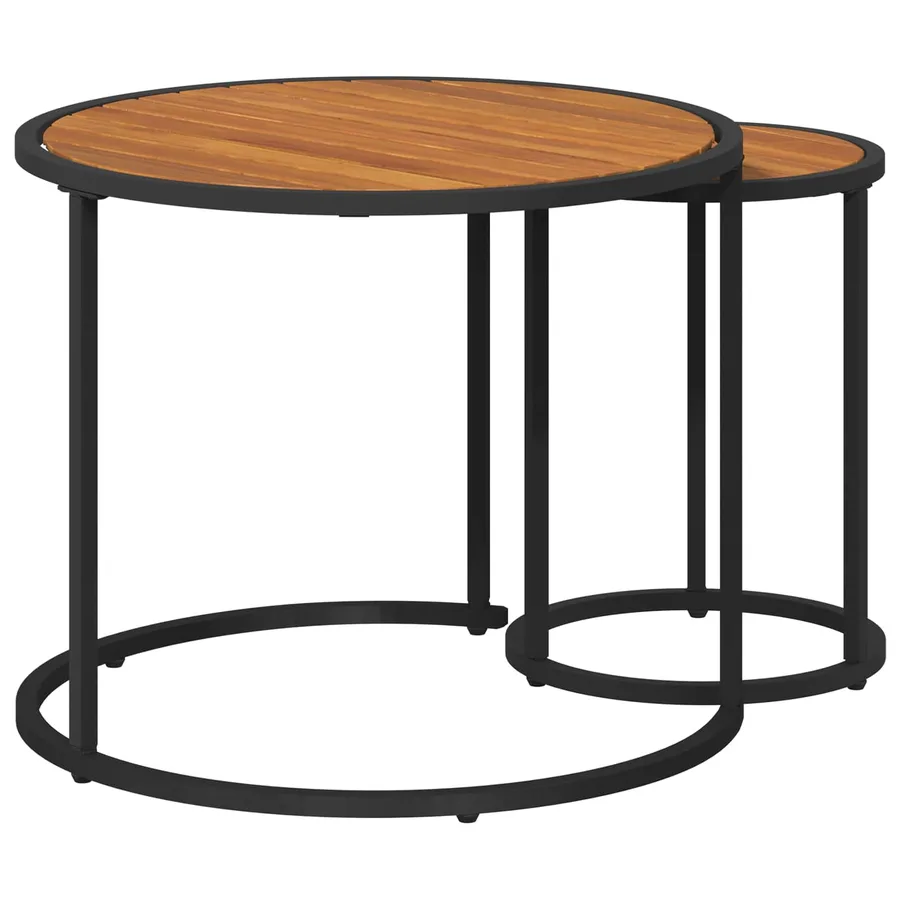 Ensemble de tables basses 2 pcs Naturel et noir 55 x 55 x 45 cm - 6