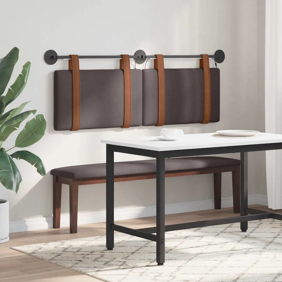 Tête de lit suspendue Avec lumière LED Marron foncé PU antique - 4