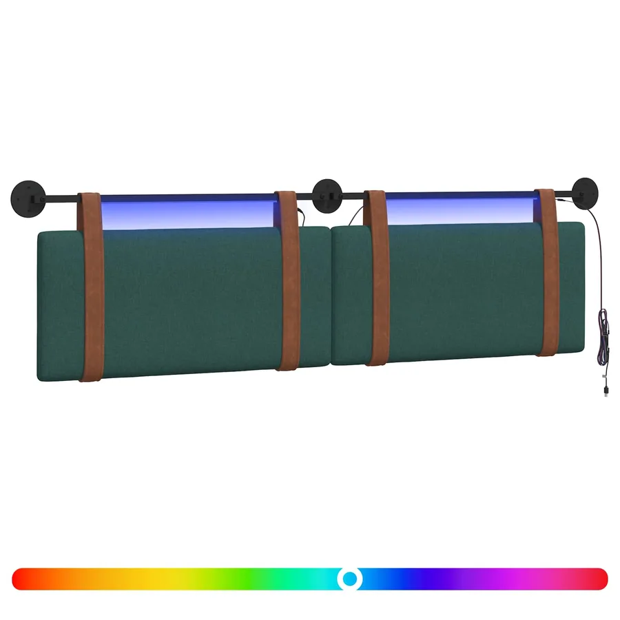 Tête de lit suspendue Avec lumière LED Vert foncé PU antique - 2