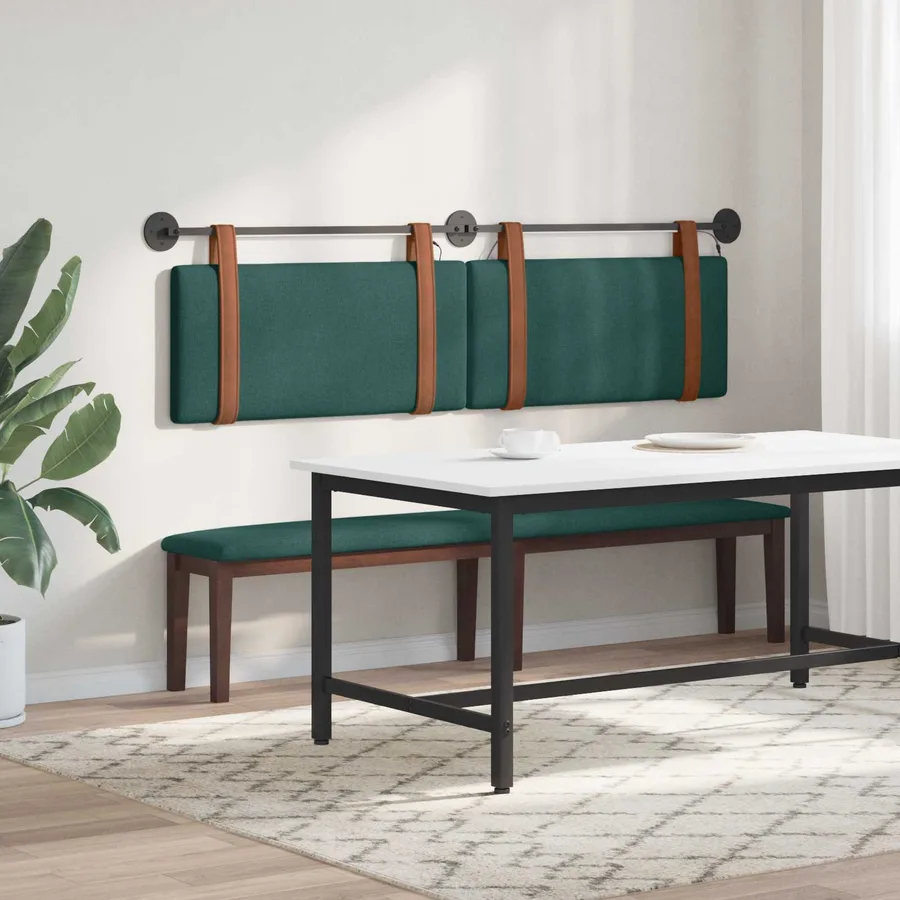 Tête de lit suspendue Avec lumière LED Vert foncé PU antique - 4